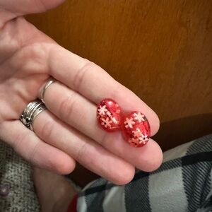 Red Snowflake Earrings